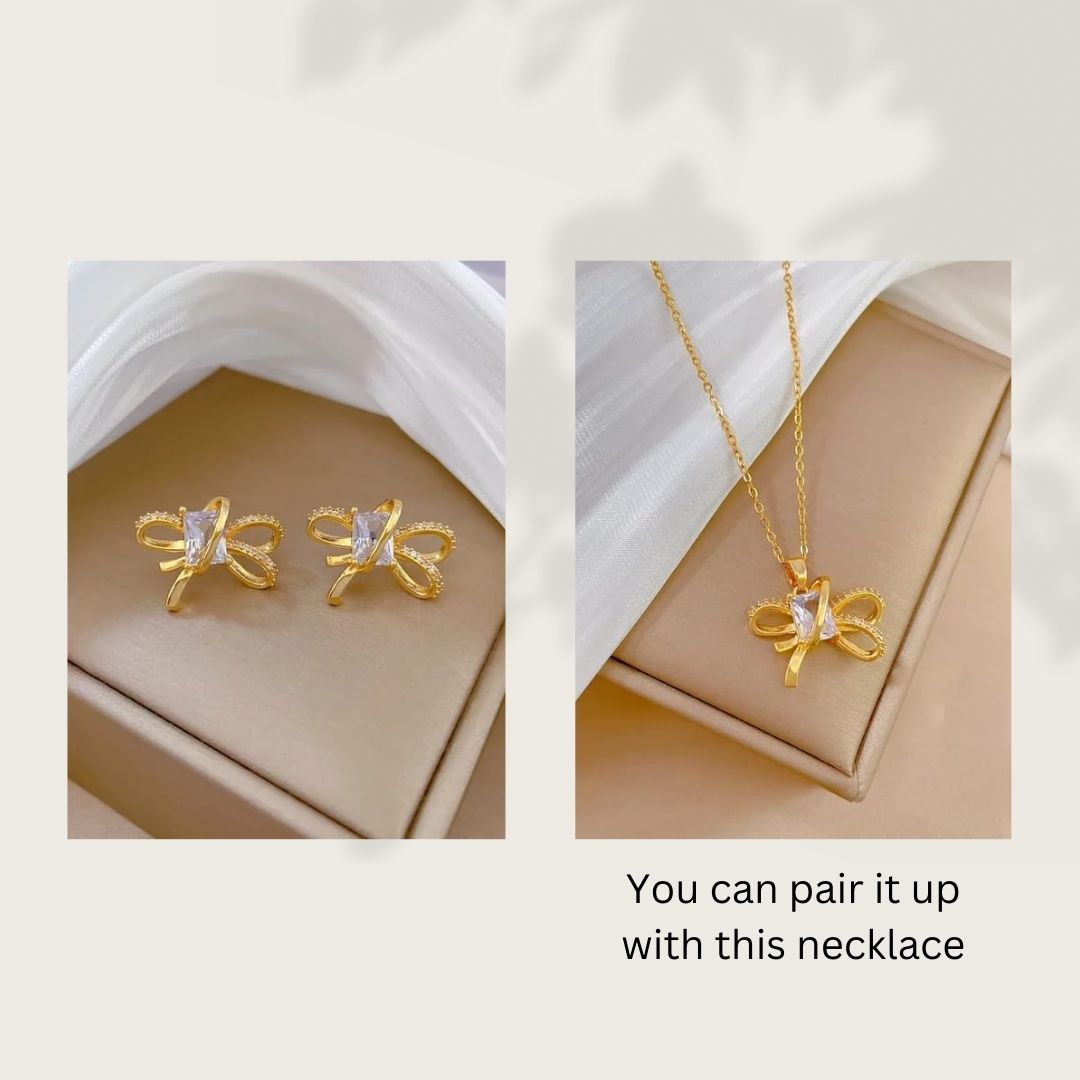 Bow Zircon Earrings