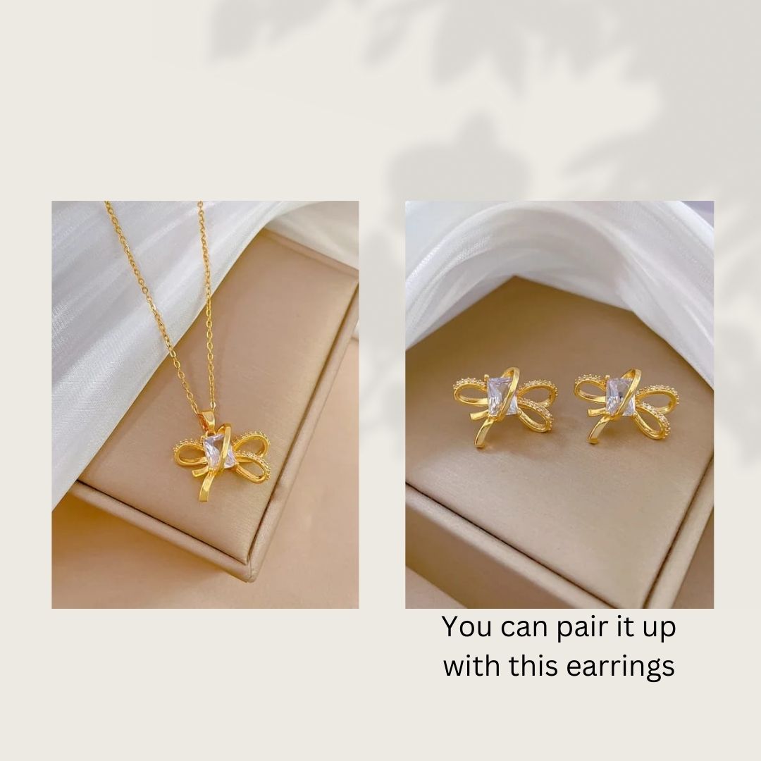 Bow Zircon Necklace