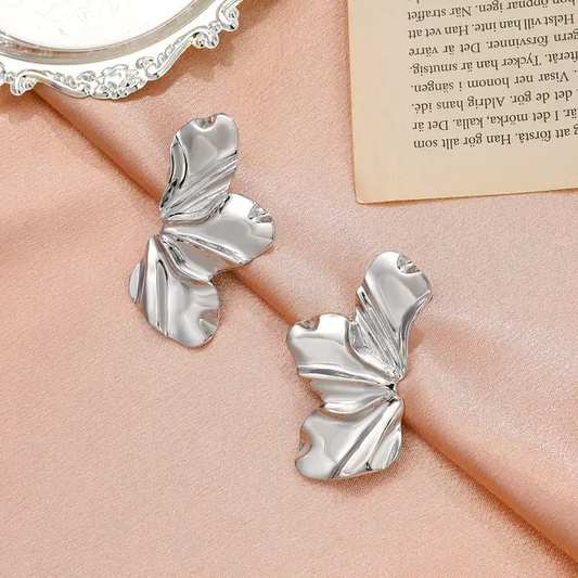 Silver Petal Earrings