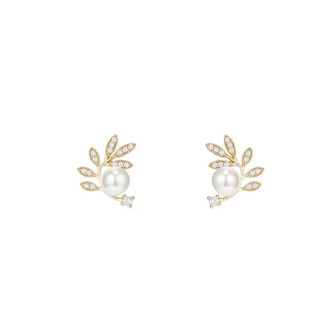 Leaf Inlaid Pearl Earrings