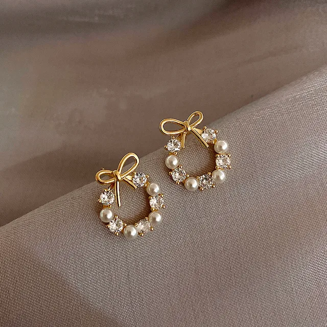 Pearl Bow Earrings