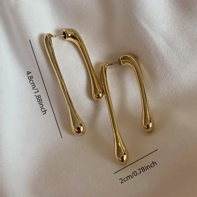 Asymmetrical Golden Metal Earrings