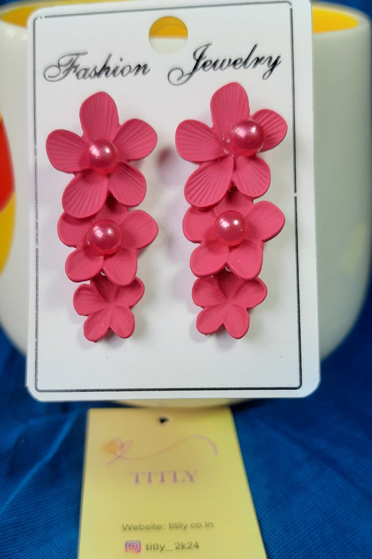 Pink Flower Earrings