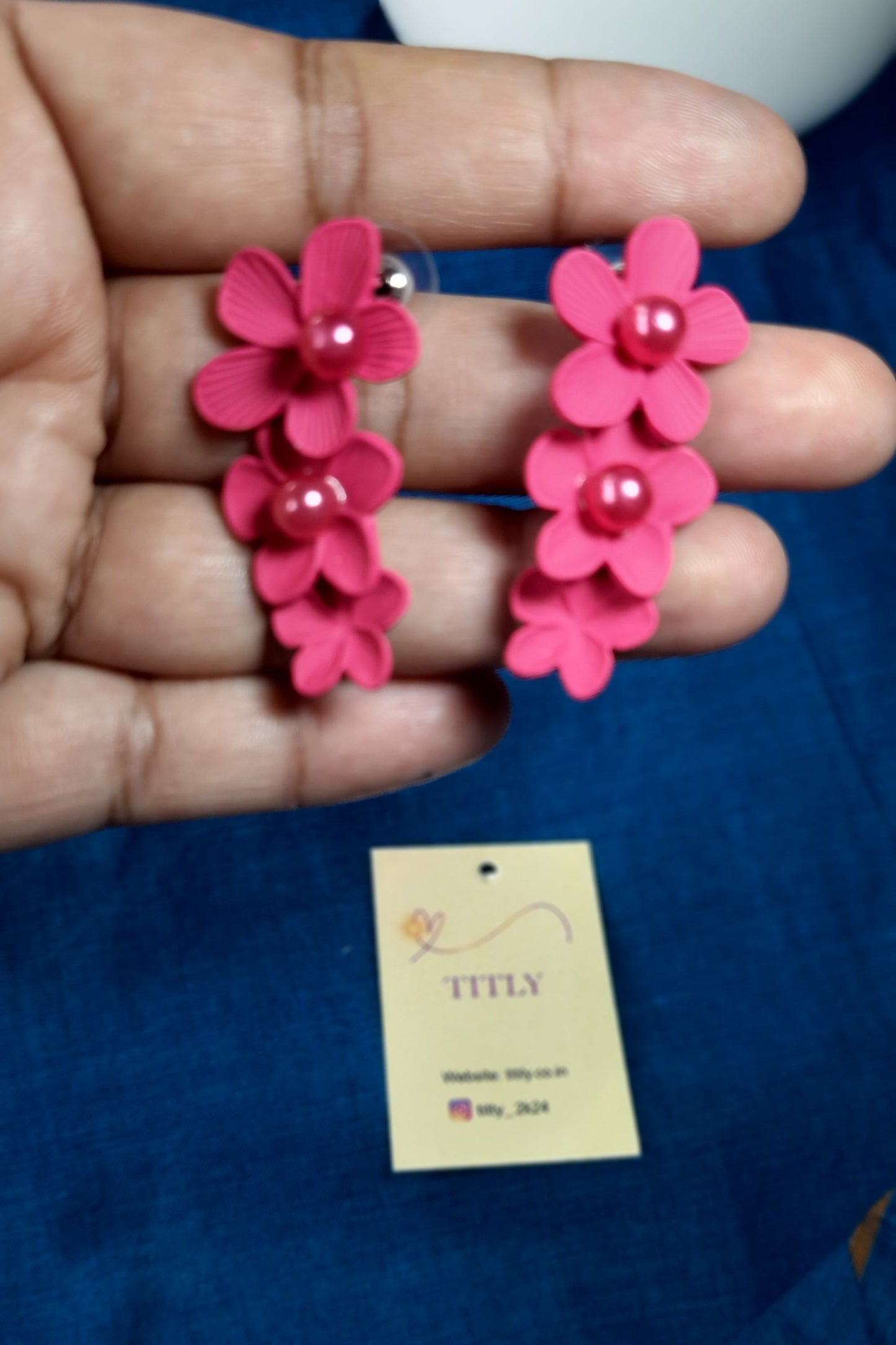 Pink Flower Earrings