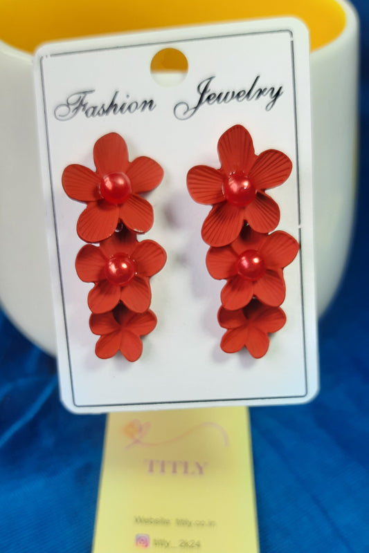 Red Flower Earrings