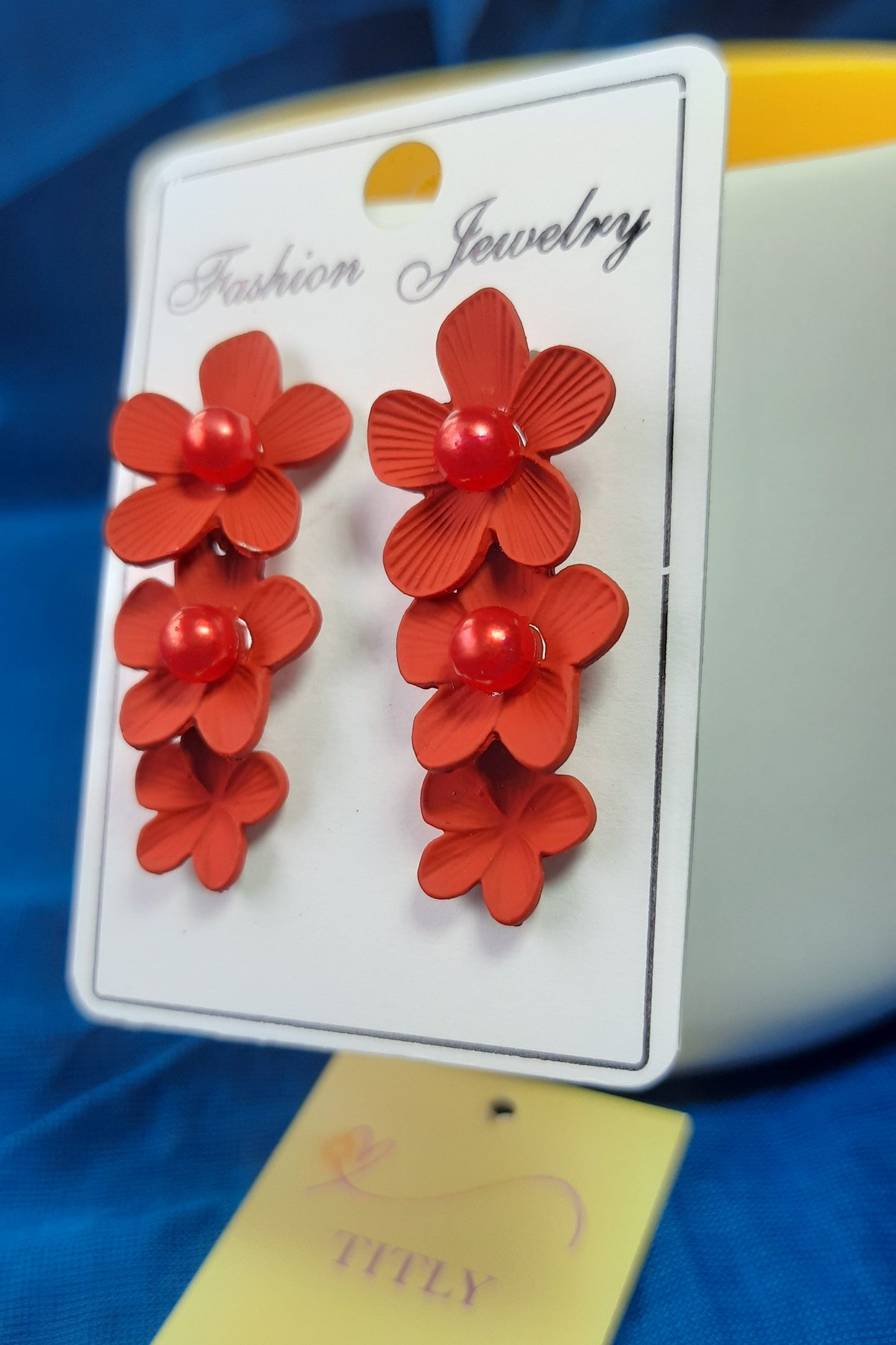 Red Flower Earrings