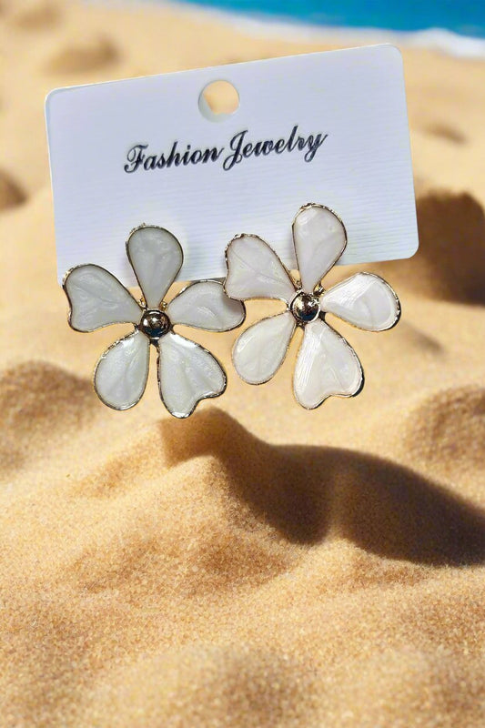 White Flower Earrings